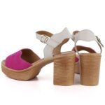 Vinceza 26-66943 Pink and Beige Leather Heeled Sandals - Image 3