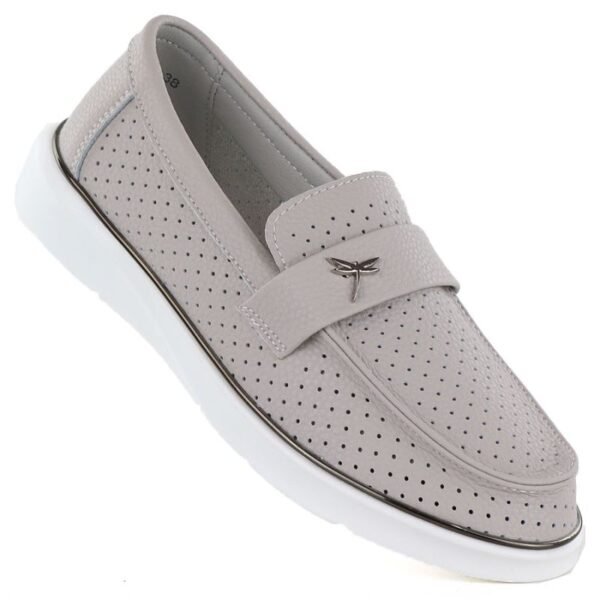 Vinceza 93221 womens gray leather moccasins