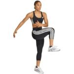 Womens adidas 3/4 Optime Essentials Workout 3-Stripes Leggings Black KE6062 - Image 7