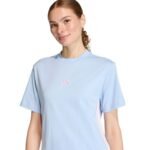 Womens adidas Essentials 3-Stripes Cotton T-shirt, light blue KB7119 - Image 4