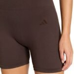 Womens adidas Workout Essentials Knit 4 Inch Leggings Brown KE5841 - Image 4