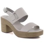 Womens ash-gray heeled sandals M.Daszyński MR23126-9