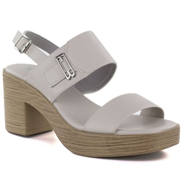 Womens ash-gray heeled sandals M.Daszyński MR23126-9