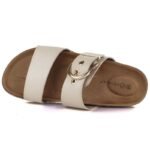 Womens beige flip-flops with buckle Potocki 54325 - Image 3