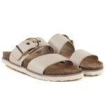 Womens beige flip-flops with buckle Potocki 54325 - Image 4