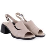 Womens beige leather high-heeled sandals Vinceza 26-66920 - Image 3
