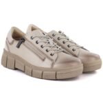 Womens beige leather platform shoes Cambell 26-19305 - Image 4