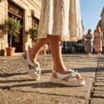 Womens beige leather wedge sandals Filippo DS6965 - Image 7