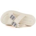 Womens beige platform flip-flops with zircons Potocki 16347 - Image 3