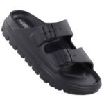 Womens black Big Star TT274A051 pool flip-flops with buckles - Image 2
