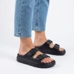Womens black Big Star TT274A051 pool flip-flops with buckles - Image 5