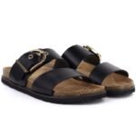Womens black flip-flops with buckle Potocki 54325 - Image 3