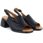 Womens black leather high-heeled sandals Vinceza 26-66920 - Image 3