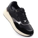 Womens black leather metallic shoes Filippo DP7105/25