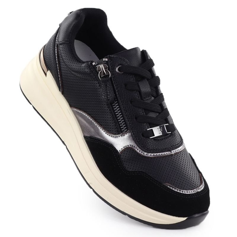 lupin-wear-ca-women-s-black-leather-metallic-shoes-filippo-dp7105-25-1622702 Womens black leather metallic shoes Filippo DP7105/25 - Image 1