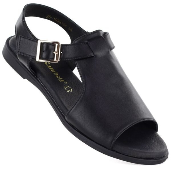 Womens black leather sandals Cambell 19391