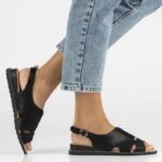 Womens black leather sandals Filippo DS4470 - Image 6