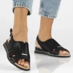 Womens black leather sandals Filippo DS4470 - Image 7