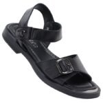 Womens black leather sandals Vinceza 26-62303