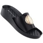 Womens black platform flip-flops Potocki 43326