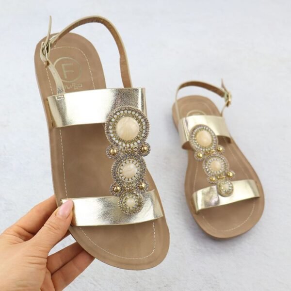 Womens flat sandals with decoration, melissa gold, Filippo DS6882