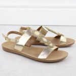 Womens flat sandals with decoration, melissa gold, Filippo DS6882 - Image 5