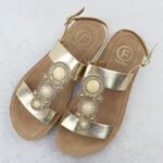 Womens flat sandals with decoration, melissa gold, Filippo DS6882 - Image 6
