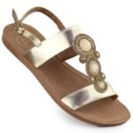 Womens flat sandals with decoration, melissa gold, Filippo DS6882 - Image 7