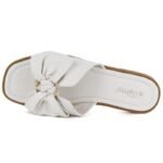 Womens flat slippers with bow white eVento 5479 - Image 2