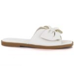 Womens flat slippers with bow white eVento 5479 - Image 3