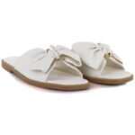 Womens flat slippers with bow white eVento 5479 - Image 4