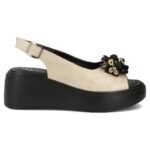 Womens gold leather wedge sandals Filippo DS7577 - Image 2