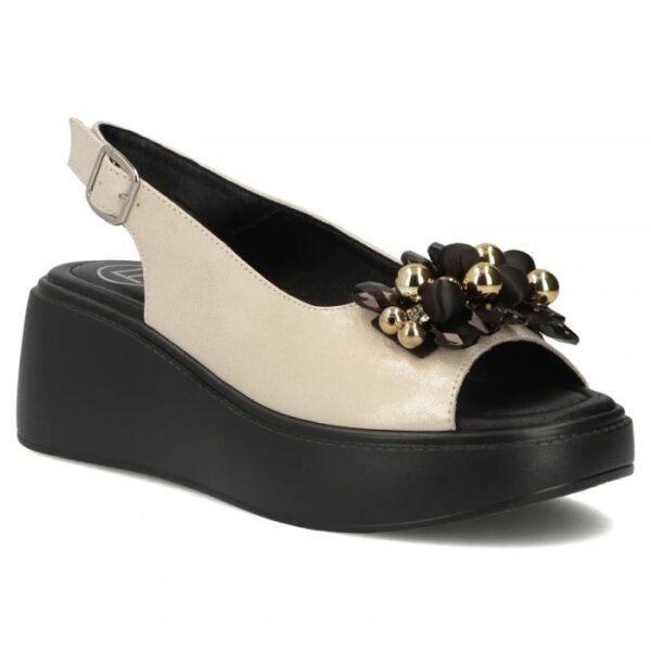 Womens gold leather wedge sandals Filippo DS7577