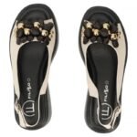 Womens gold leather wedge sandals Filippo DS7577 - Image 5