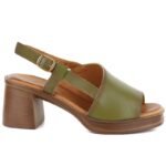 Womens green leather high-heeled sandals Vinceza 26-39994 - Image 2