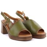 Womens green leather high-heeled sandals Vinceza 26-39994 - Image 3