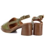 Womens green leather high-heeled sandals Vinceza 26-39994 - Image 4