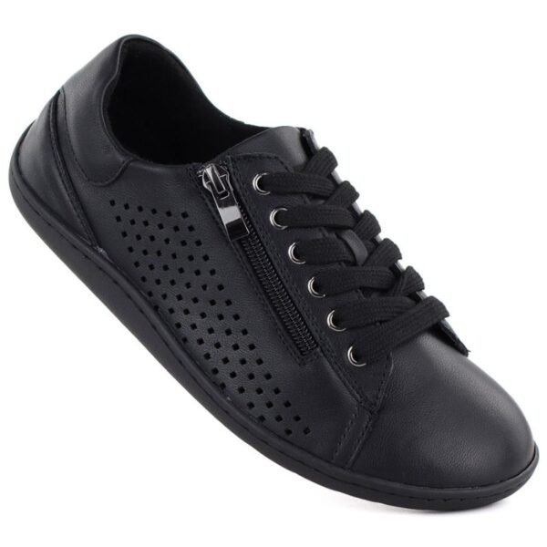 Womens leather barefoot shoes, openwork, black, Gino Fabiani OL38-6