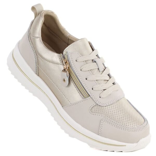Womens leather low shoes in beige and gold eVento 9784