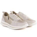 Womens leather low shoes in beige and gold eVento 9784 - Image 4