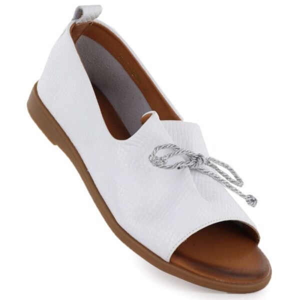Womens leather open-toe shoes, white, Cambell 19388