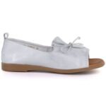 Womens leather open-toe silver shoes Cambell 19388 - Image 2