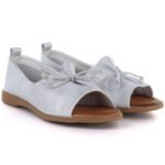 Womens leather open-toe silver shoes Cambell 19388 - Image 3