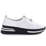 Womens leather openwork platform shoes, white, S.Barski 7092 - Image 2