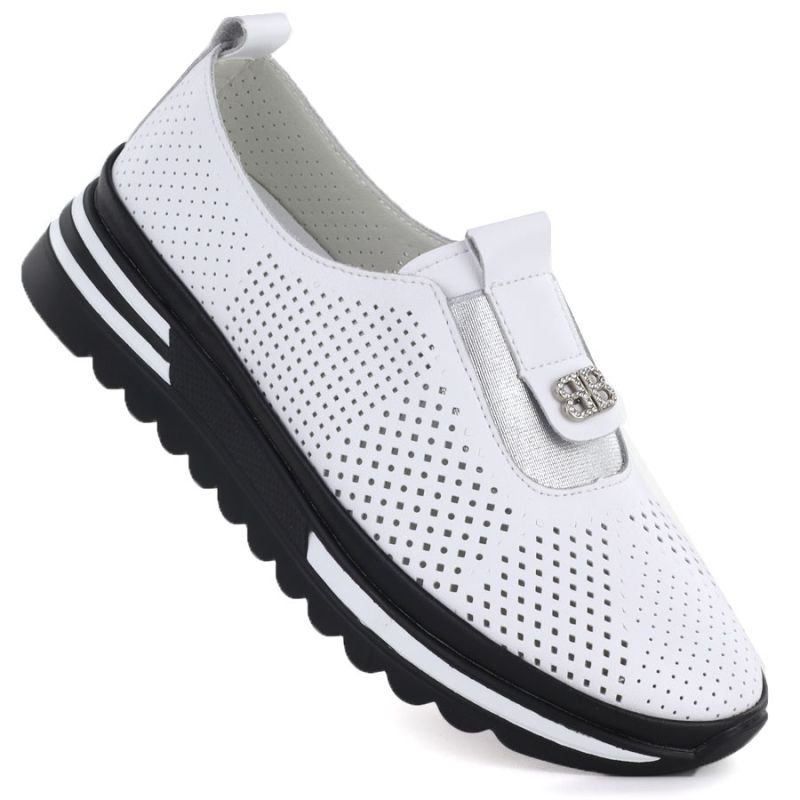 lupin-wear-ca-women-s-leather-openwork-platform-shoes-white-s-barski-7092-2405381 Womens leather openwork platform shoes, white, S.Barski 7092 - Image 1