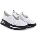 Womens leather openwork platform shoes, white, S.Barski 7092 - Image 3