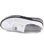 Womens leather openwork platform shoes, white, S.Barski 7092 - Image 4