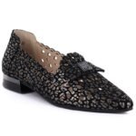 Womens leather openwork shoes, black, Cambell 35307