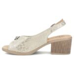 Womens leather sandals on a block, gold Filippo DS7645 - Image 3