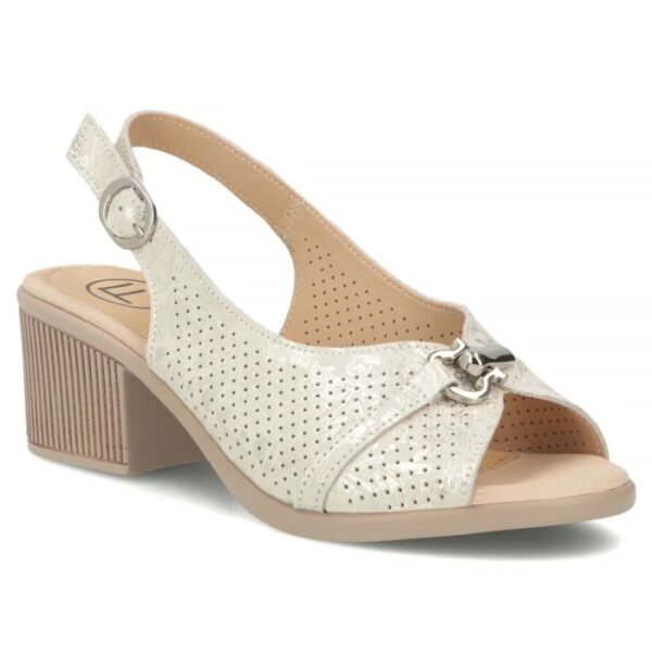 Womens leather sandals on a block, gold Filippo DS7645